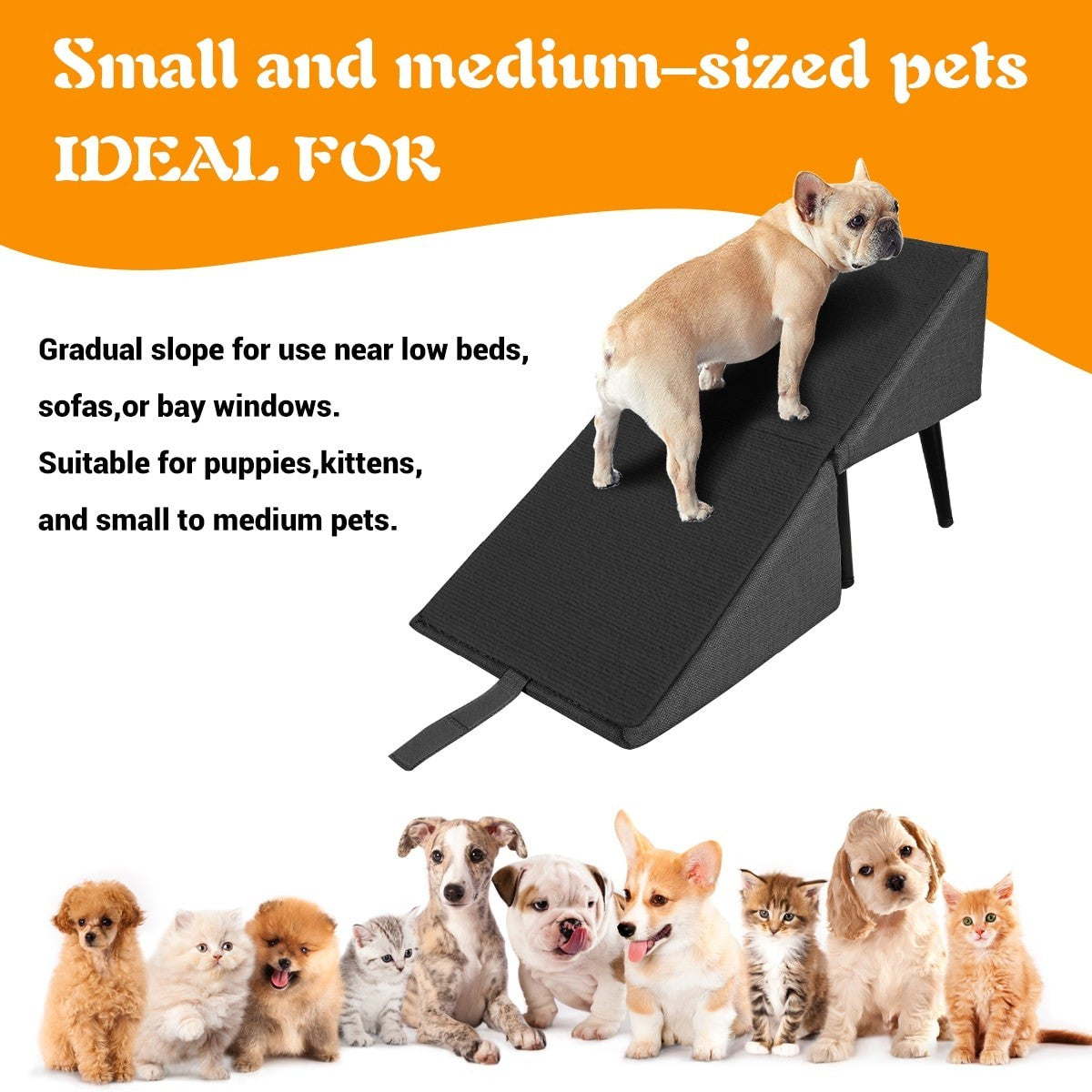 2 in 1 Dog Step Ramp W/ Footrest Stool Foldable Dog Sofa Stair for Senior Animal