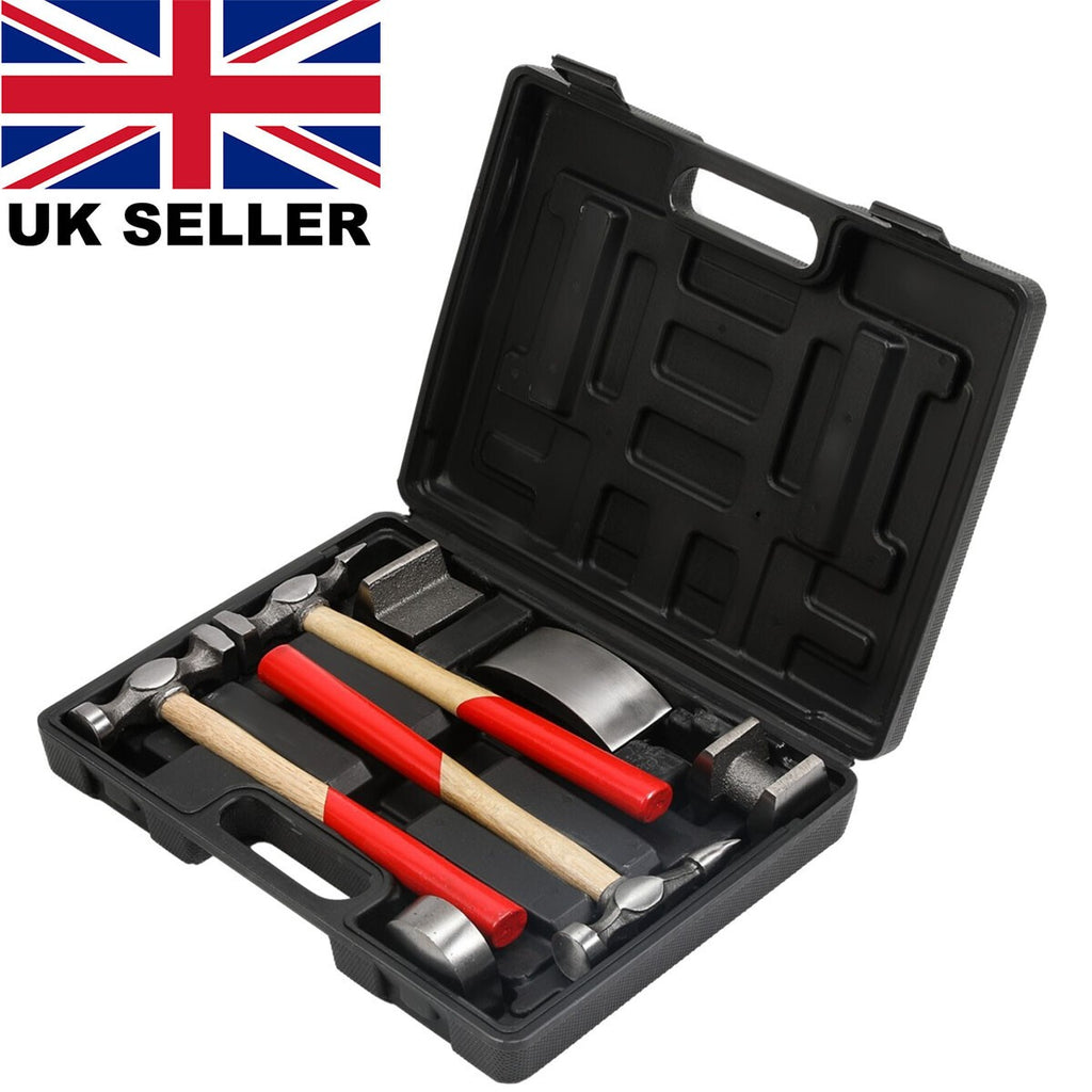 7Pcs Auto Body Repair Tool Kit, Craft Panel Beating Hammer and Dolly Set Hammer-