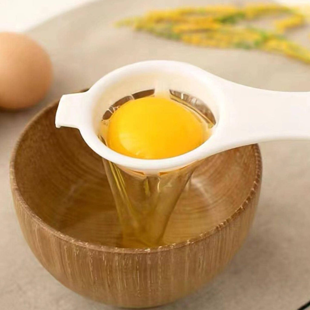 Kitchen White Egg Yolk Separator Tool Easy Cooking Baking Sieve Plastic