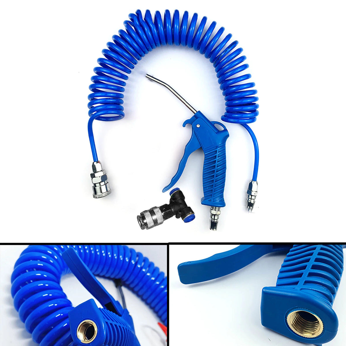 Air Duster Blow Gun 5m Recoil Hose Pipe Car Truck Lorry Dust Blower Clean