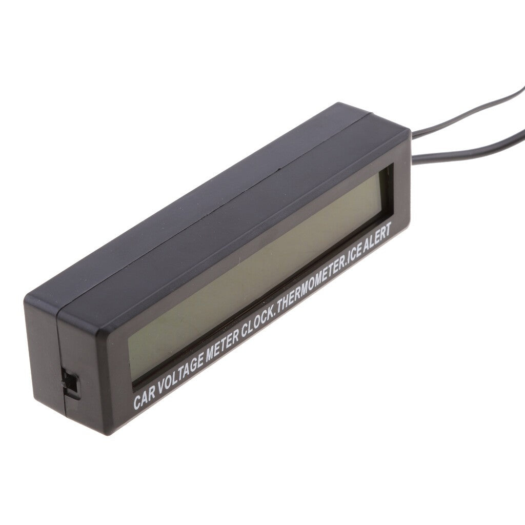 12V Car LCD Digital Clock In/Outdoor Temperature Thermometer Voltage Meter