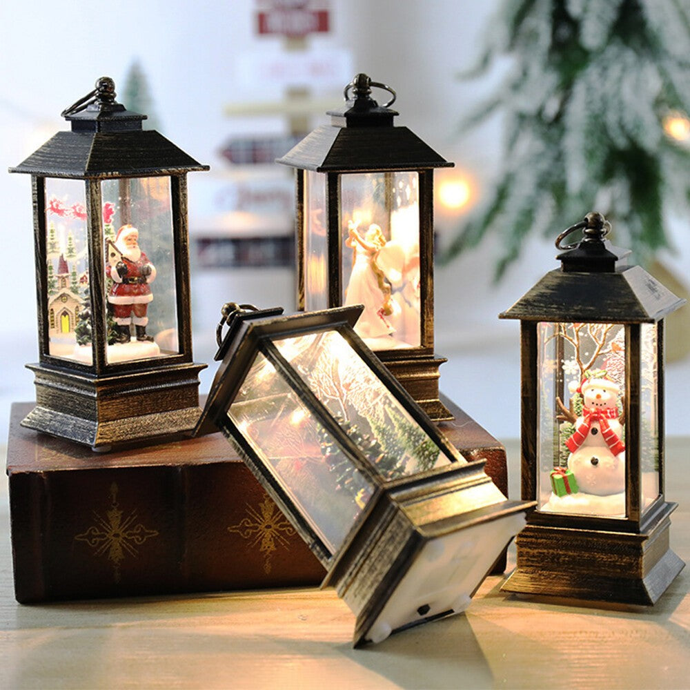 Christmas Snow Globe Lantern LED Light Santa Hanging Night Lamp UK