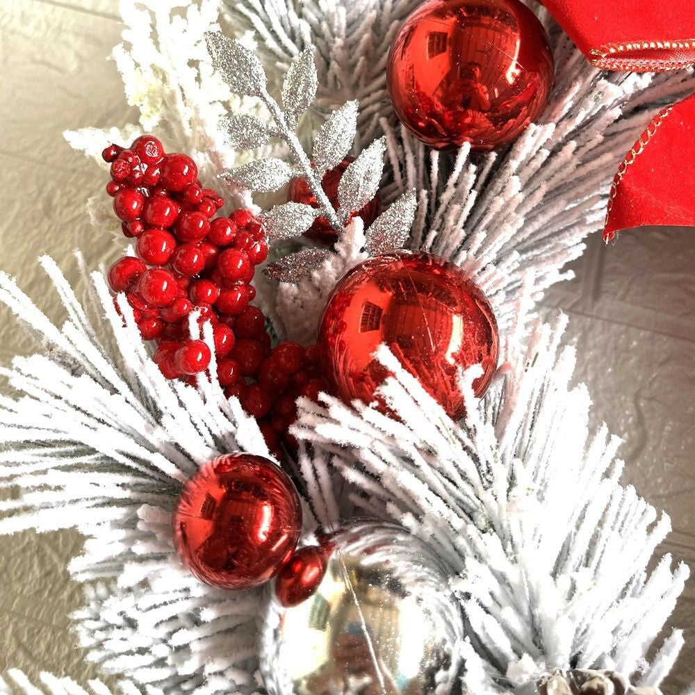 Christmas Snowy Christmas Wreath For Front Door Garland Xtmas Decoration Outdoor