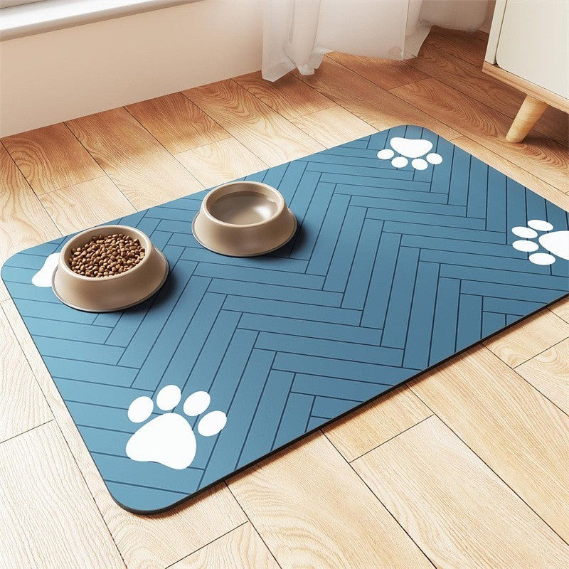 Quick Dry Pet Food Bowl Mat Non-Slip Cat Feeder Pad  Pet Supplies
