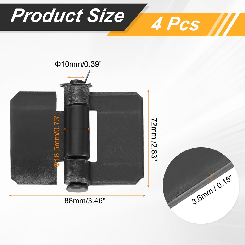 4 Pack Heavy Duty Weldable Hinges, 2.83"x3.46"x0.15" Weld on Butt Hinge