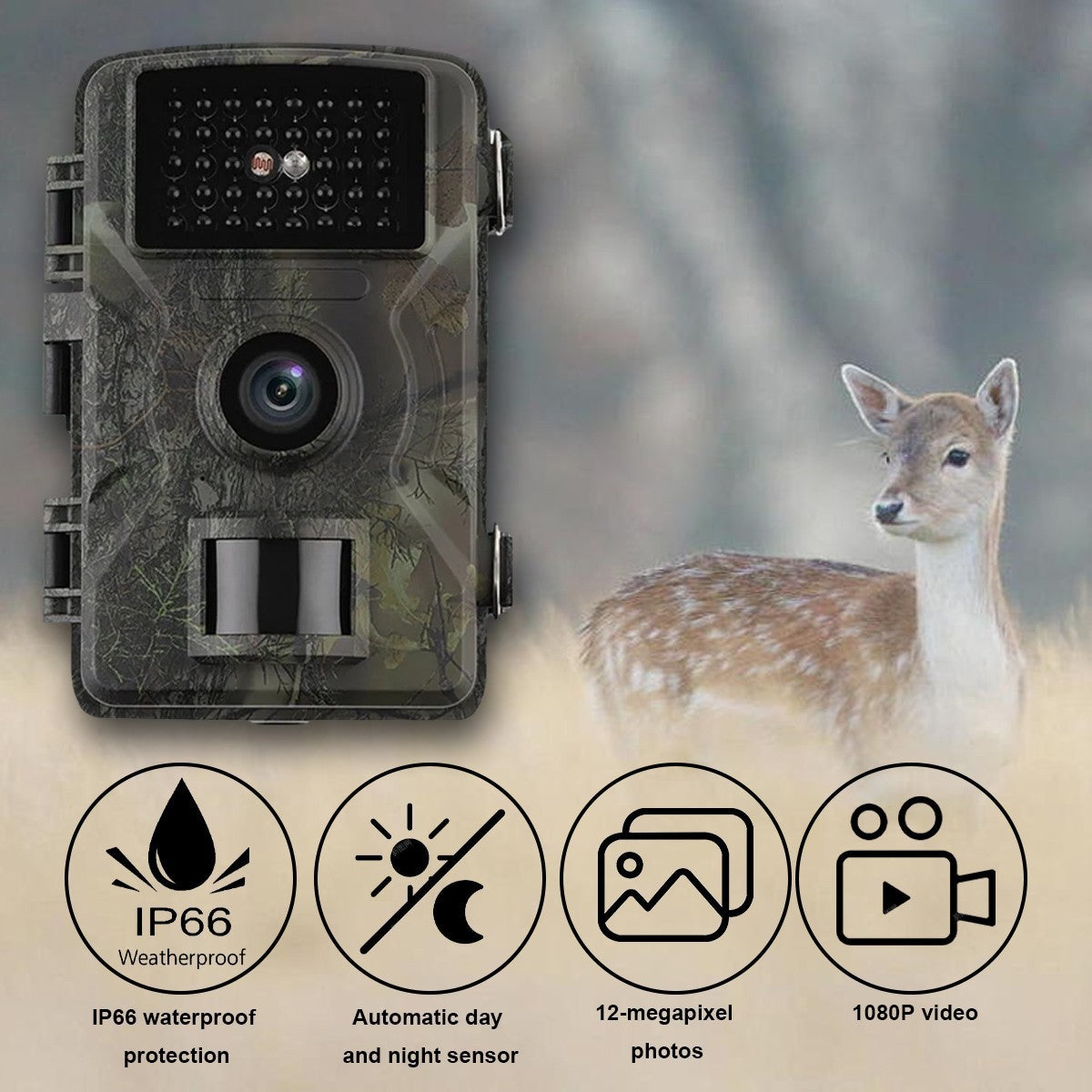 Wildlife Trail Camera 1080P Game Night Vision Outdoor Motion Hunting Camera