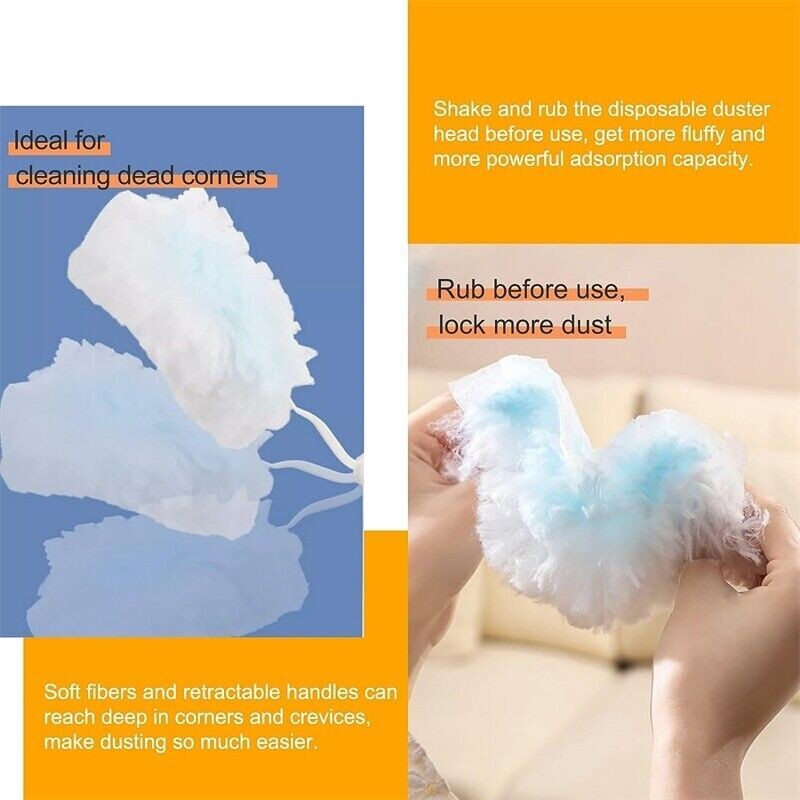 22Pcs Dust Magnet Fluffy Duster Refills KIT with Handle Telescopic Pole