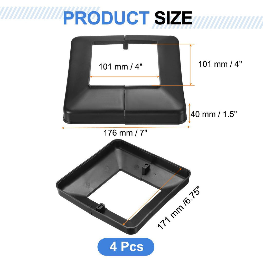 4Pcs Post Base Cover, 7x6.75 Split Style PVC Post Skirt Column Wrap(4x4)