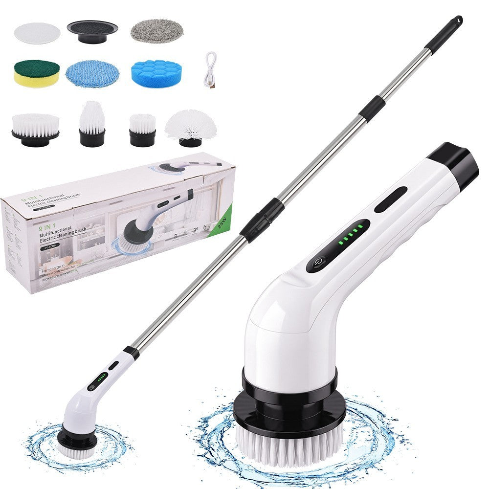 Electric Cordless Spin Scrubber Handheld Cleaning Brush Turbo Scrub Tool 9 in 1