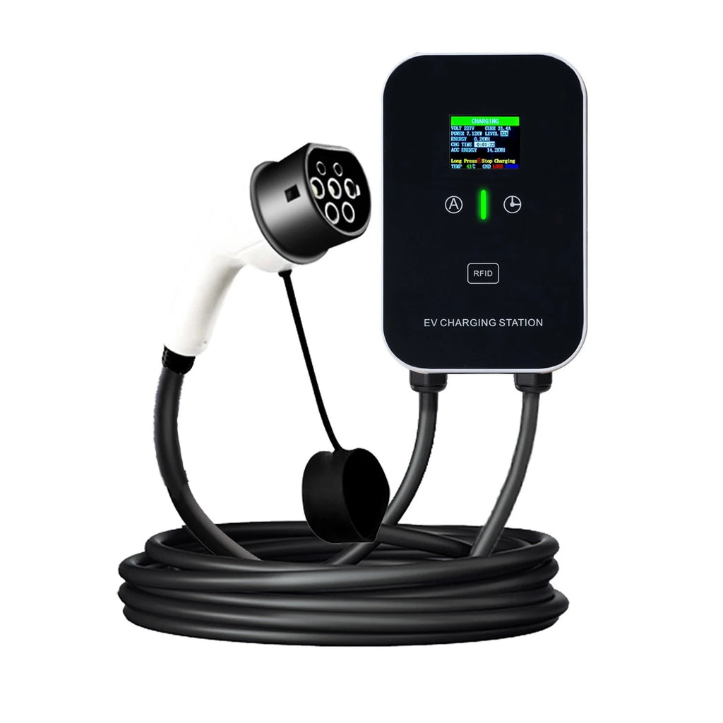7kW EV Charger 32A Type 2 Electric Car Charging Station with 5m Cable Card
