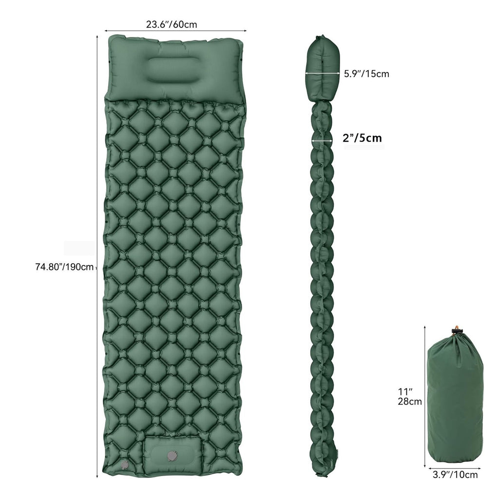 Inflating Camping Sleeping Mat Inflatable Air Mattress Bed Pillow For Hiking