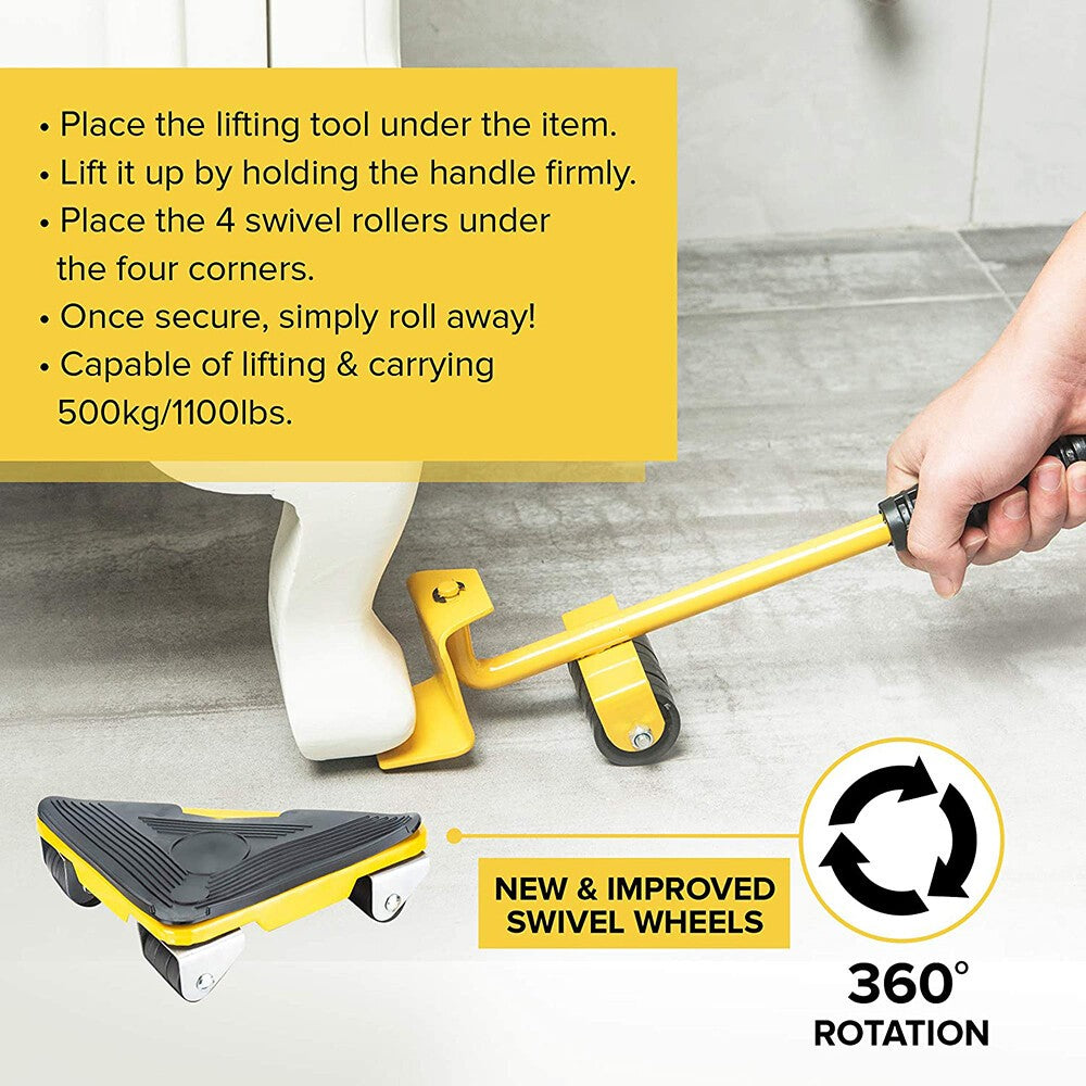 Heavy Furniture Lifter Shifter Remover Roller Wheels Moving Tools Kit Move Set