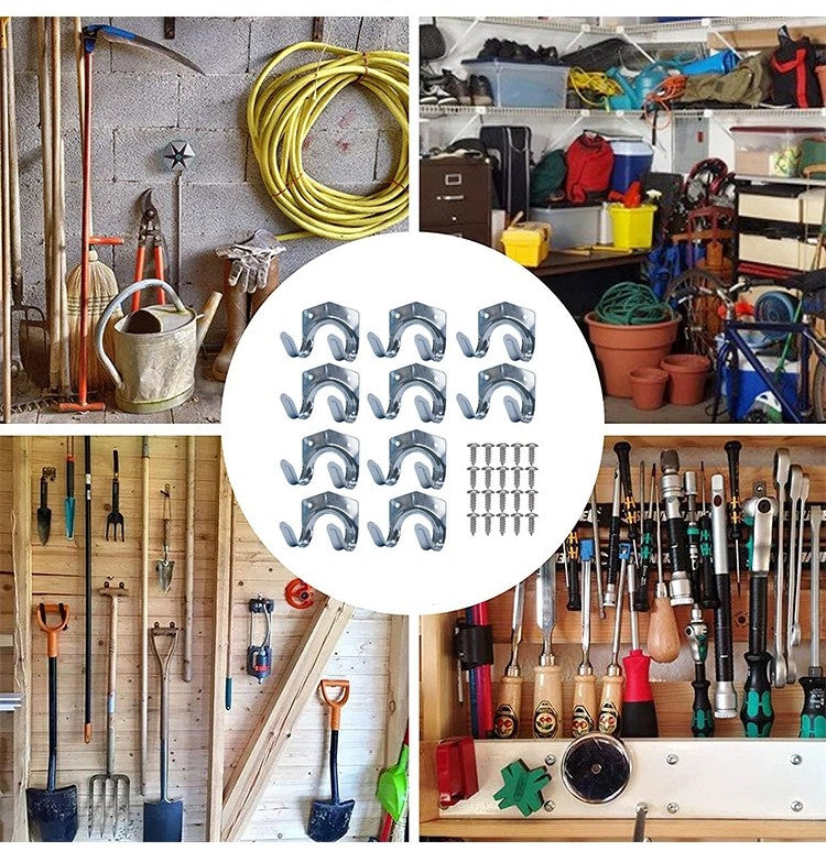 15pk Tool Hooks & Screws | Garage Garden Shed Wall Bike Hanging Storage Utility