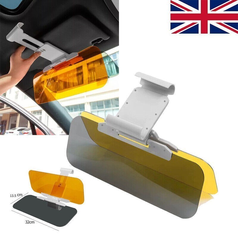 2 in 1 HD Car Anti-Glare Dazzling Goggle Day Night Vision Driving Mirror Sun Vis