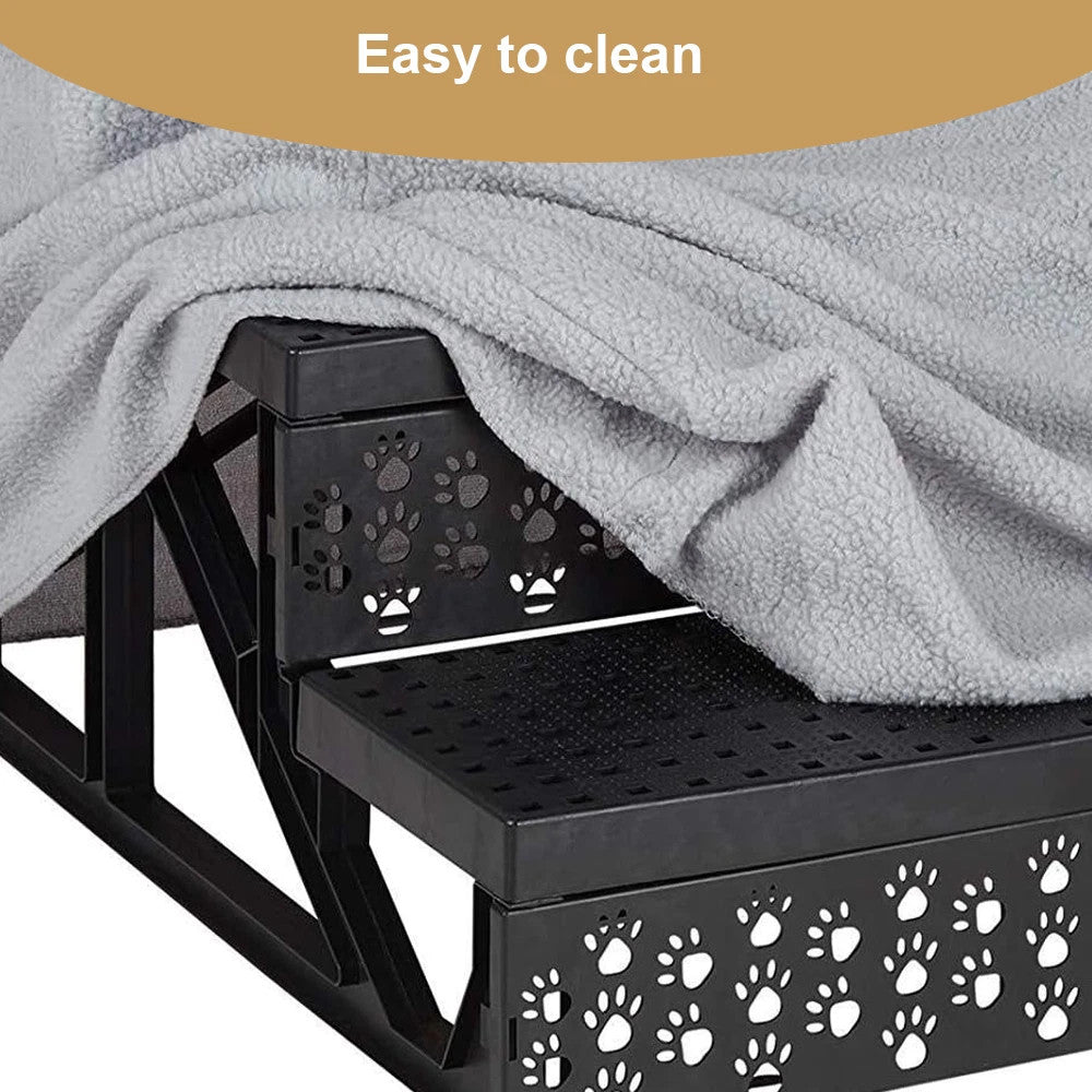 3 Steps Dog Stairs Pet Steps For Bed Sofa Cats Ladder Ramp with Removable Cover