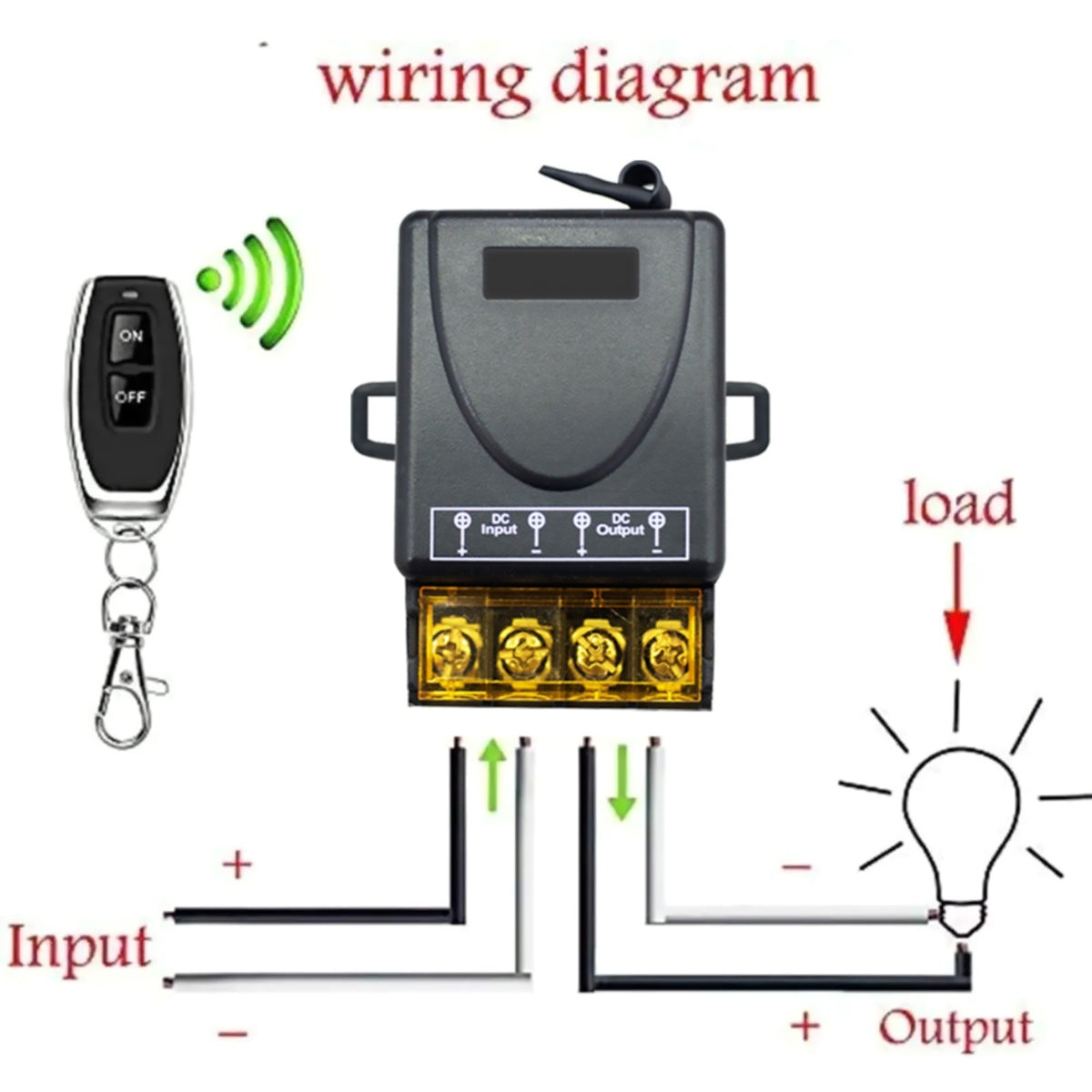 433MHz Wireless Remote Control Switch DC 12V 24V 48V 72V 30A 1Ch Relay Receiver
