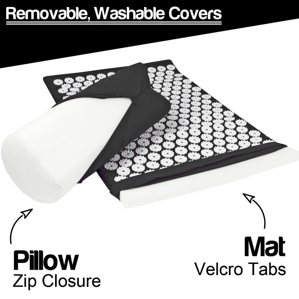 Acupressure Mat with Pillow & Ball Acupuncture Pin Massage Set Neck Pain Relief