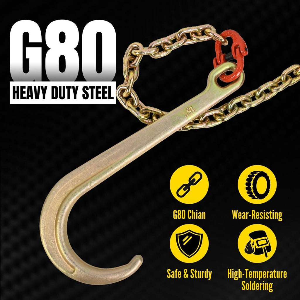 V-Assembly J Hook 1 Metre Brother Winch Chain Tow Recovery Assistance Off Road