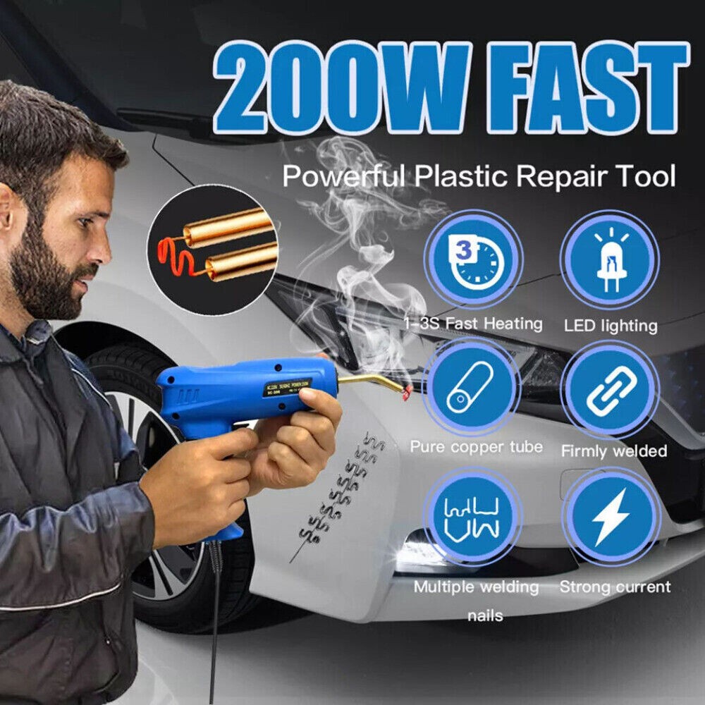 200W Hot Stapler Plastic Repair Welder Car Bumper Welding Machine Kit 1200Staple