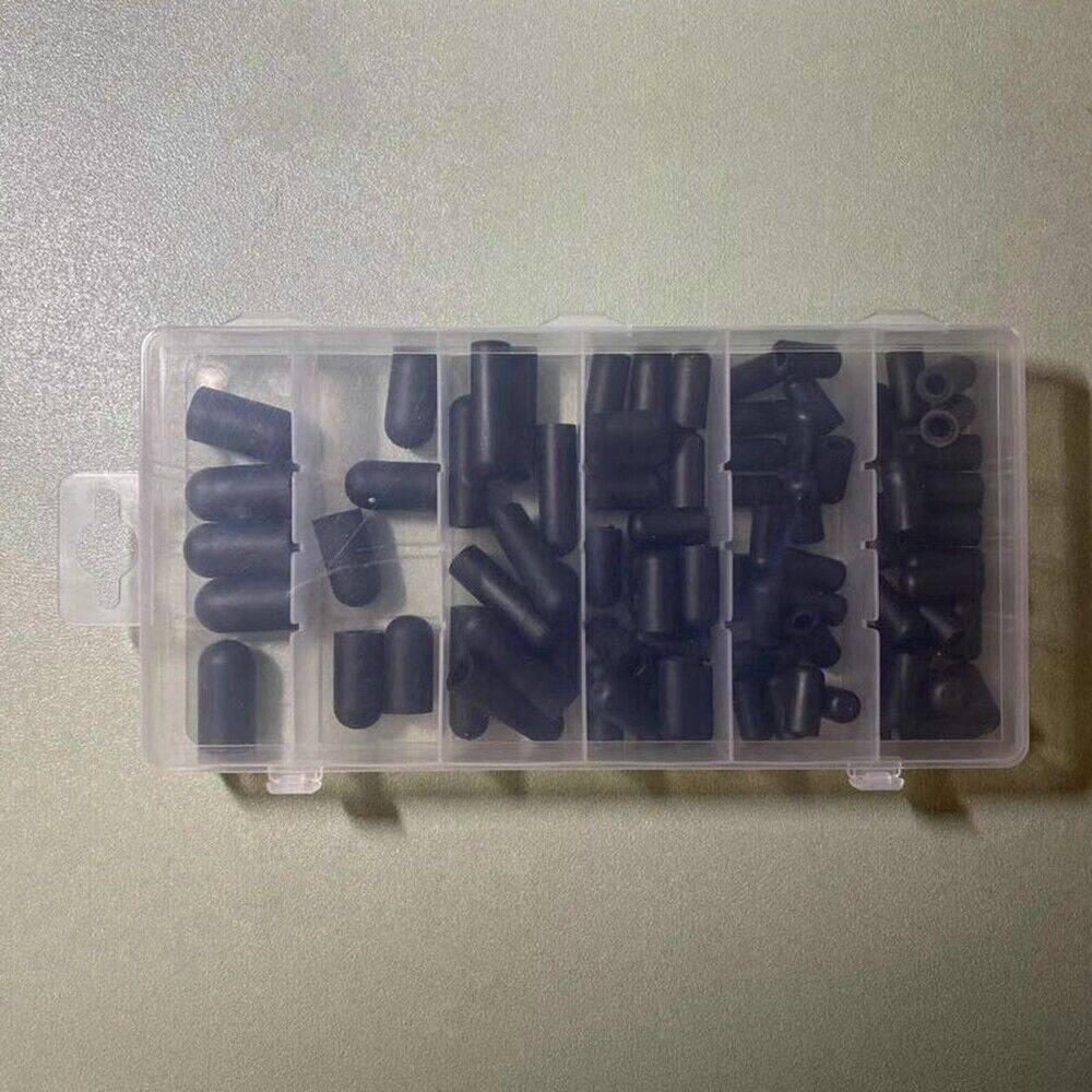 80Pcs 5/32" to 3/8" Rubber Vacuum Cap Assortment Kit 6 Sizes Set Black UK