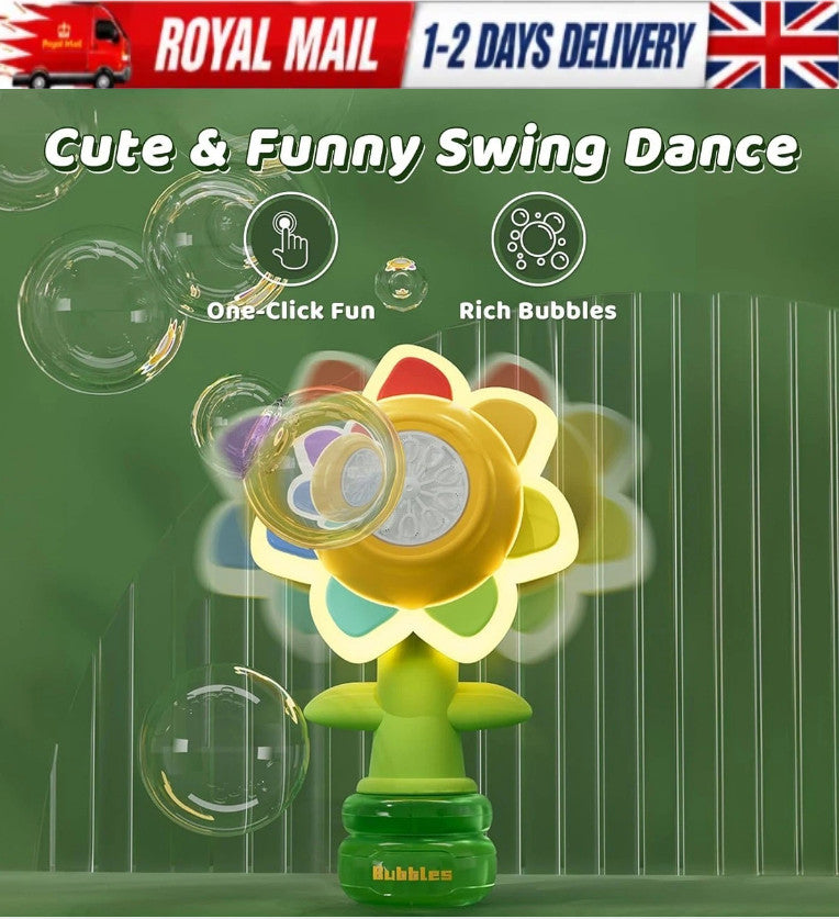 Electric Sunflower Bubble Machine Toy–Dancing Automatic Bubble Maker 2026 NEW UK