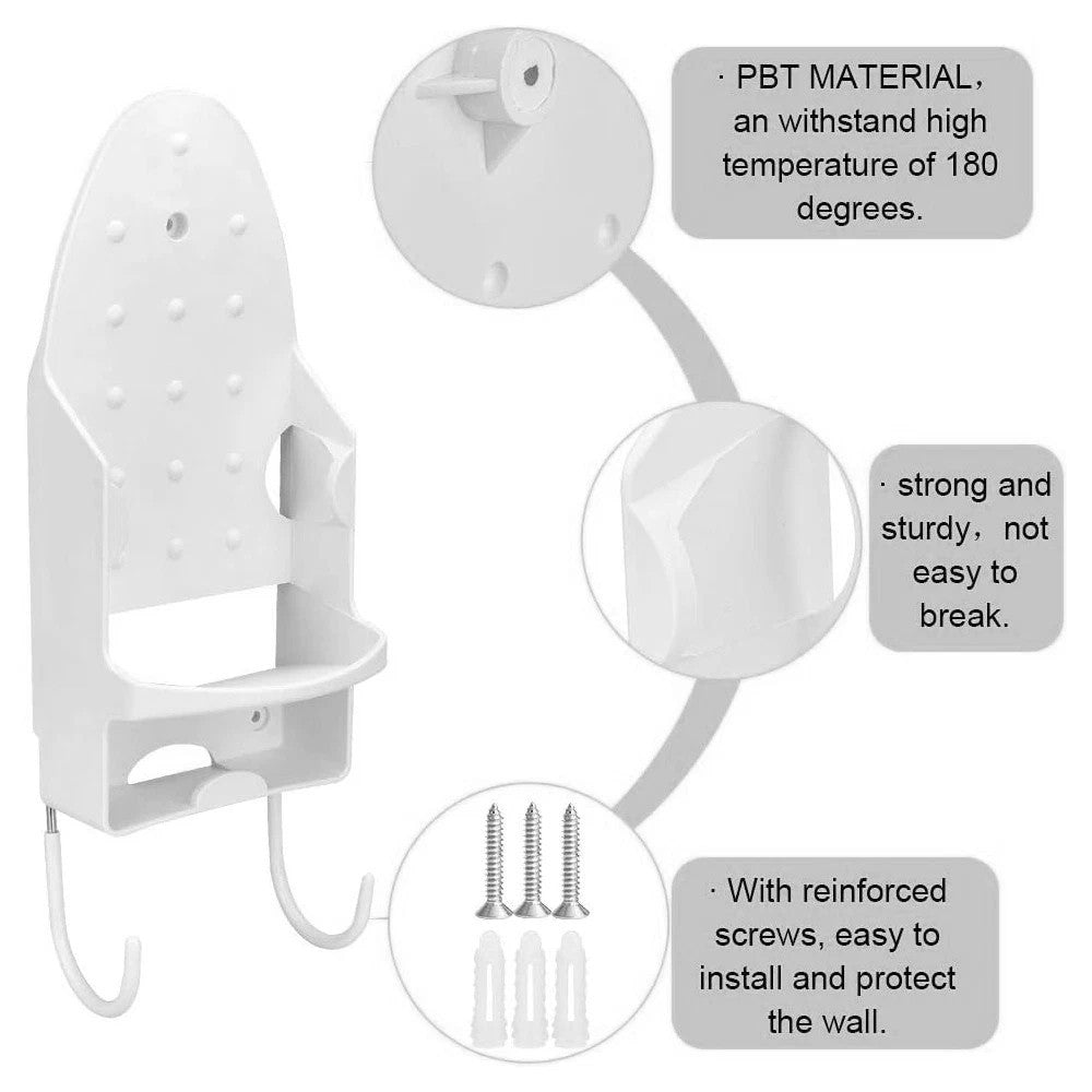 Wall & Door Mount Ironing Board Holder Cupboard Storage Hanger Rack Black/White