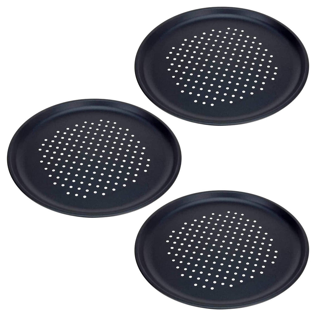 3x12.6" Large Non Stick Pizza Tray Baking Round Oven Tray Carbon Steel Pizza Pan
