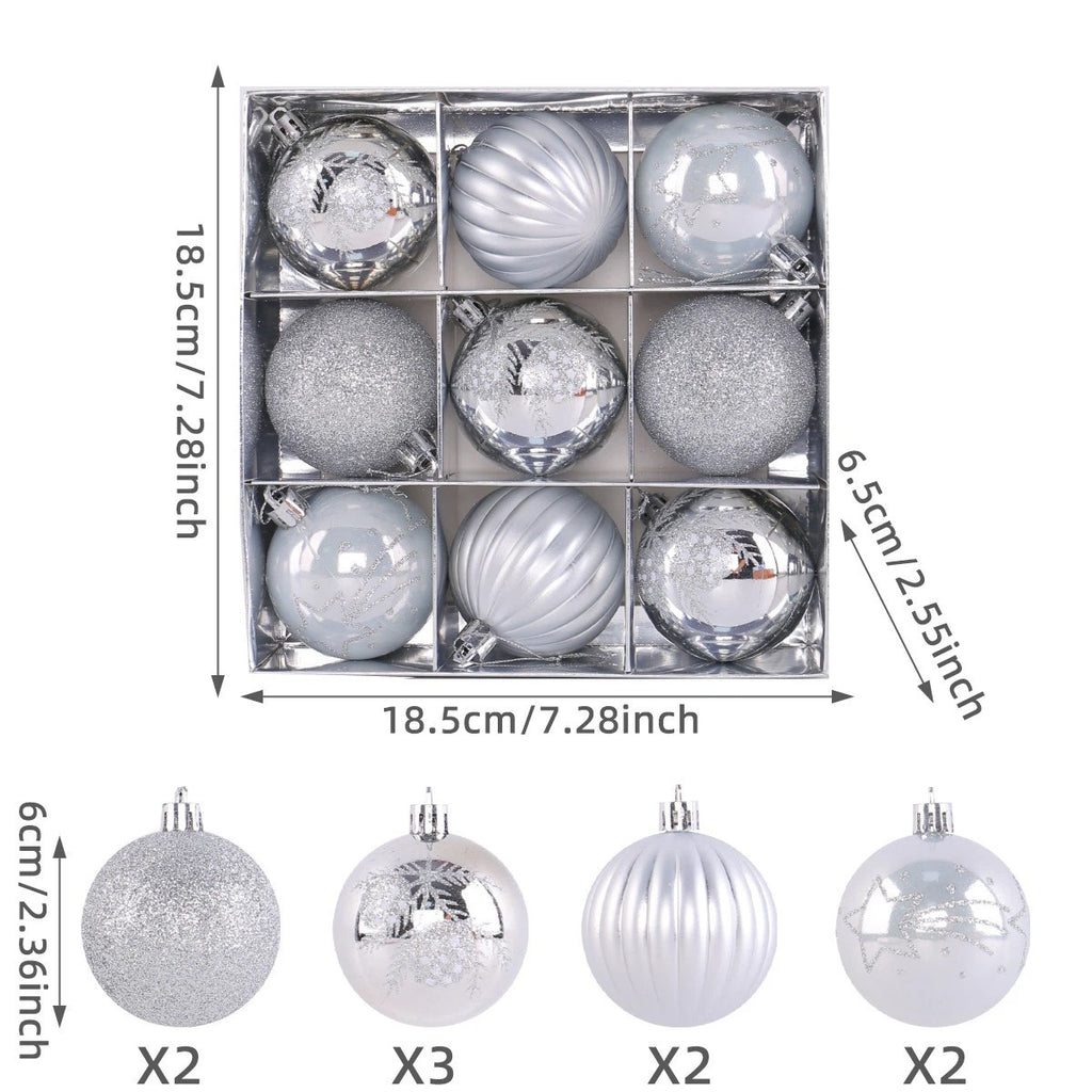 9 x 60mm Luxury Premium Glitter Baubles Christmas Tree Decoration Bauble XMAS