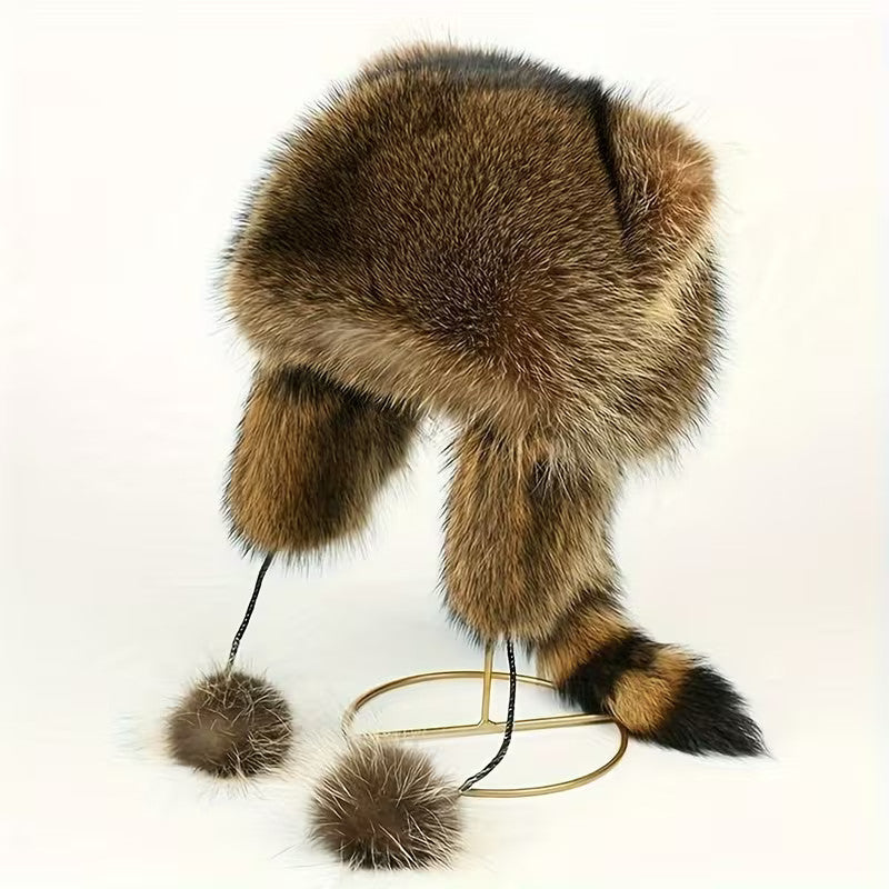 Lady Warm Long Furry Hat Trapper Hat Faux Fur Outdoor Ski Hat Ear Flap Winter UK