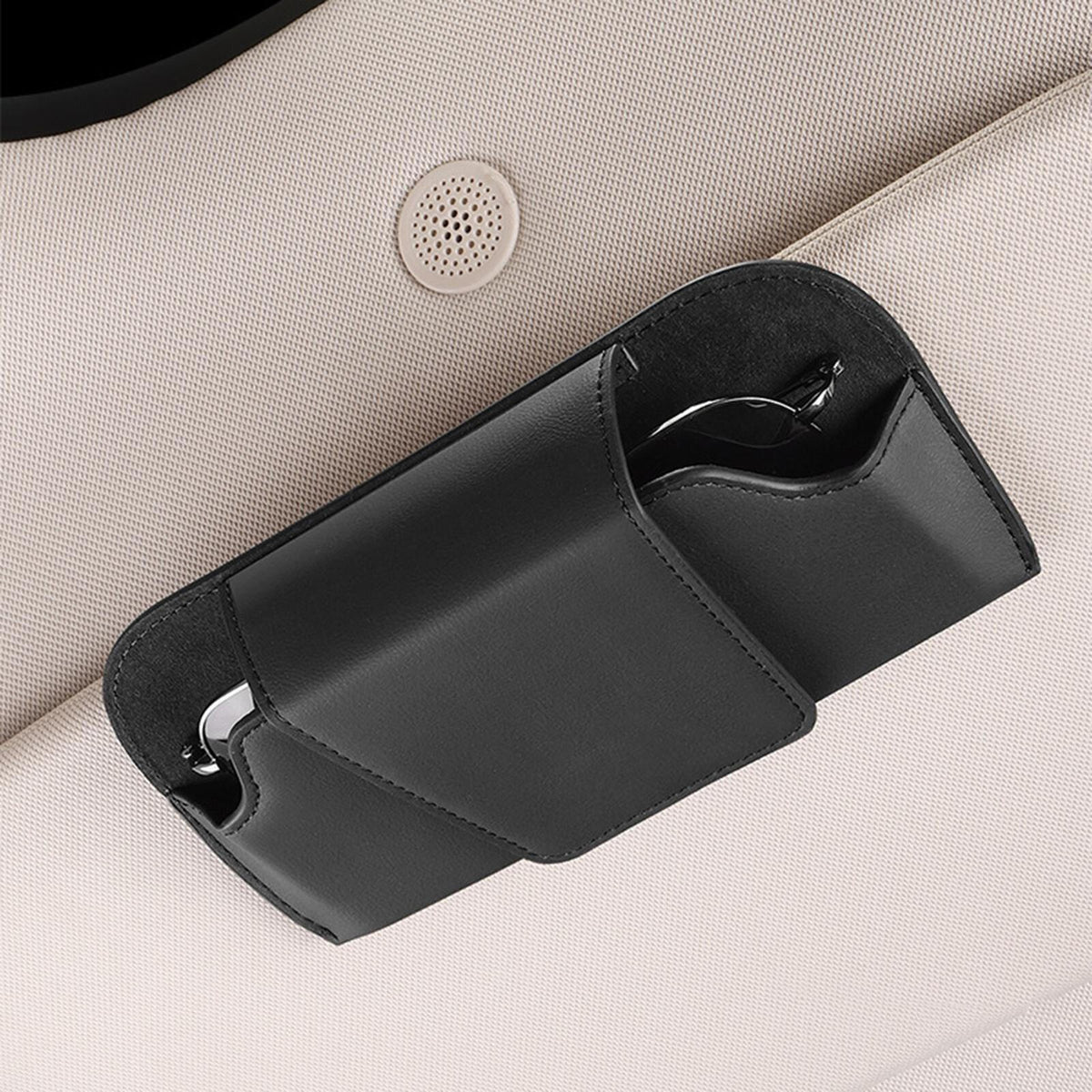 Car Sun Visor Glasses Case Holder Sunglasses Box Card Receipt Magnetic Clip