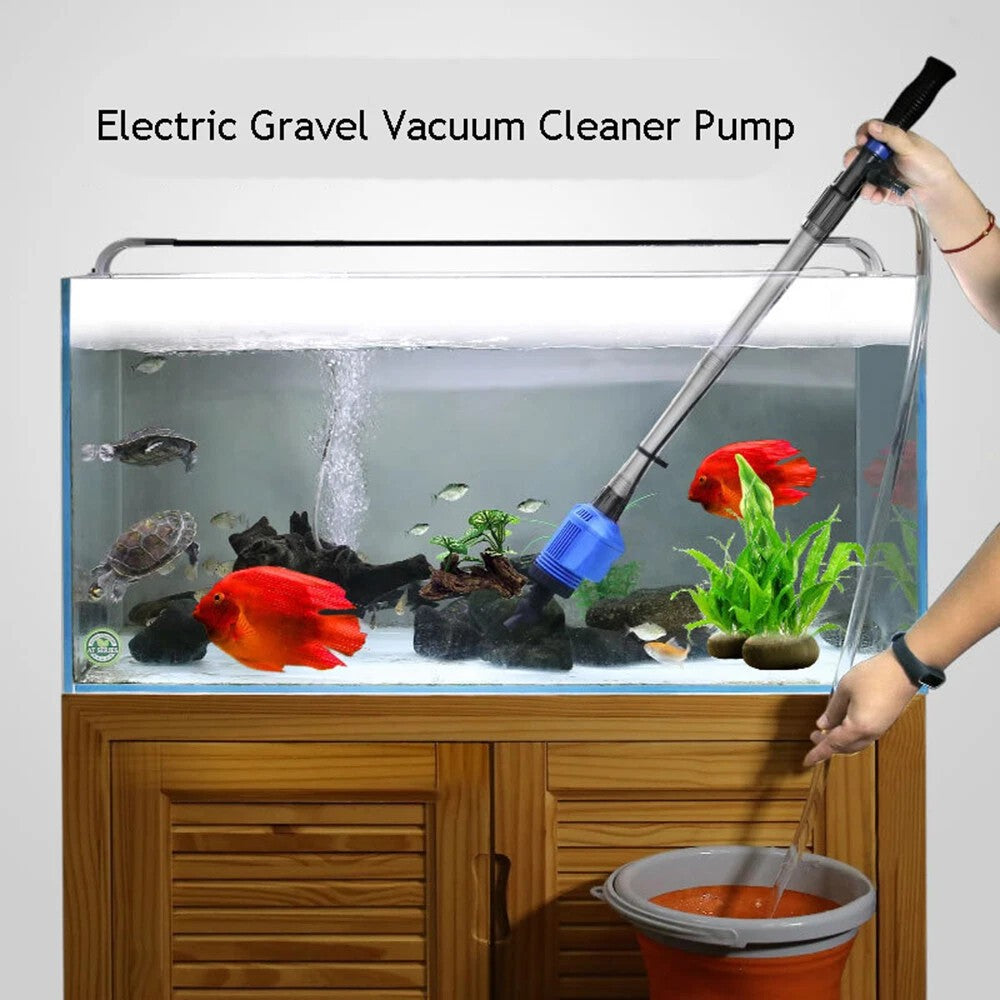 Aquarium Gravel Battery Fish Tank Vacuum Siphon Syphon Cleaner Filter Pump