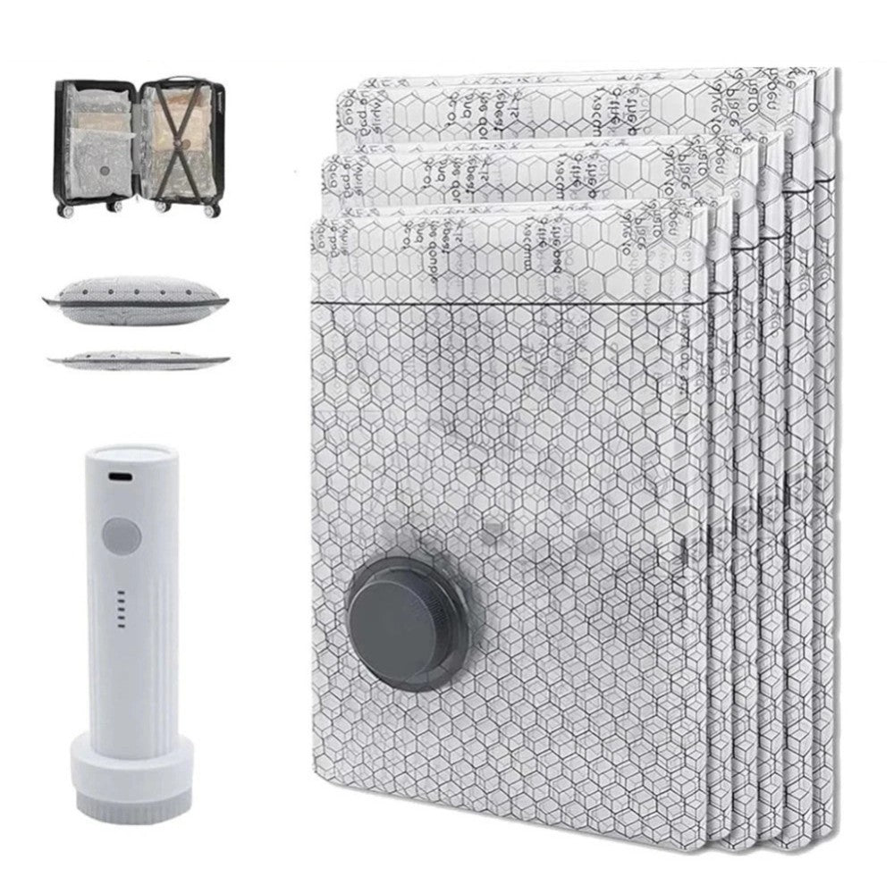 Cordless Rechargeable Vacuum Bag Set Portable Travel Storage Pump Bedding Clothe