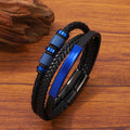 Stainless Steel Multi-colored Hand-woven Men's Leather Bracelet