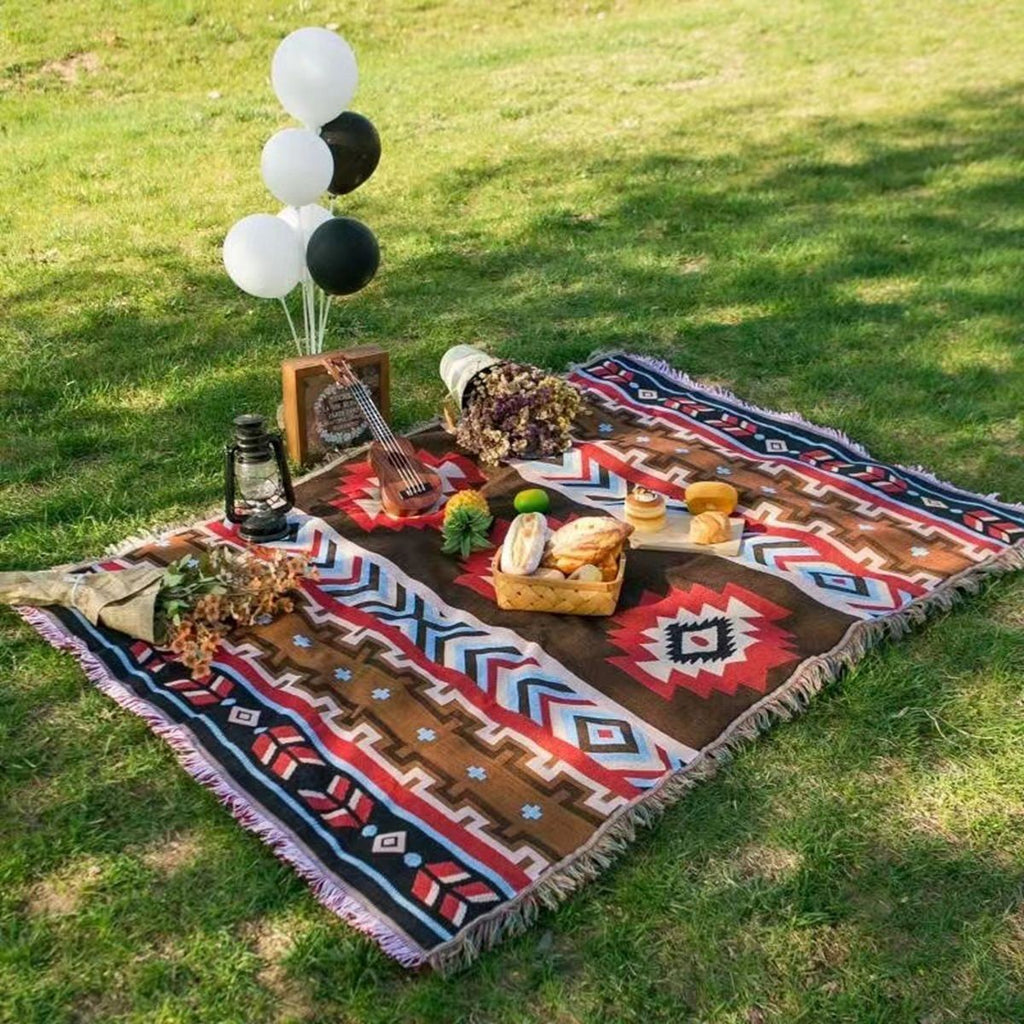 Ethnic Mexico Blankets Outdoor Beach Picnic Blanket Striped Boho Blanket