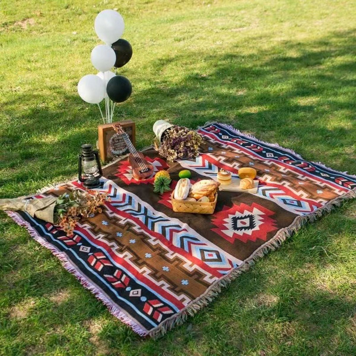Ethnic Mexico Blankets Outdoor Beach Picnic Blanket Striped Boho Blanket