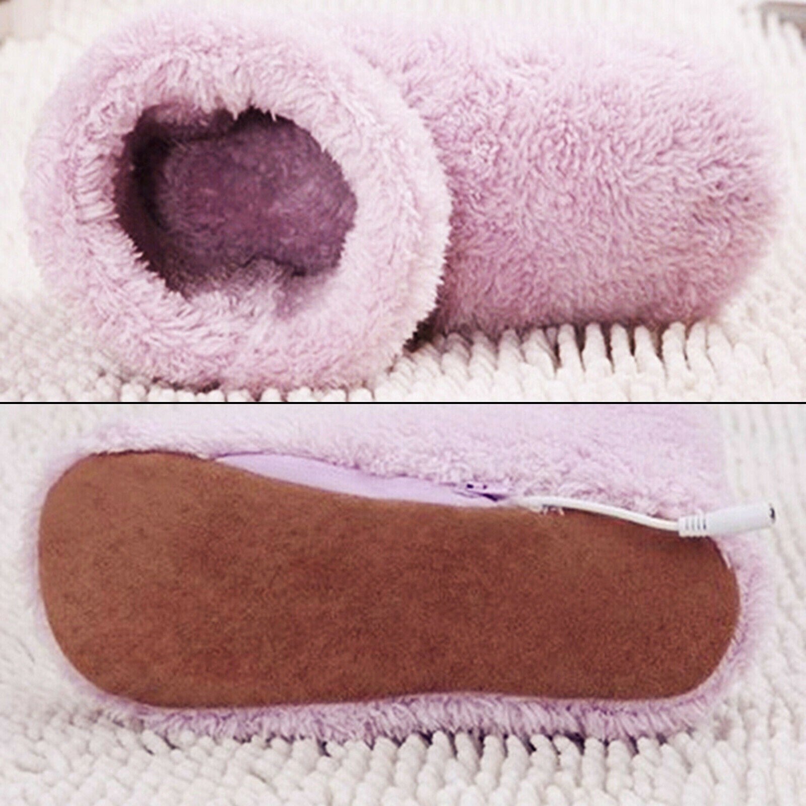 Winter USB Warmer Foot Shoe Plush Warm Electric Slipper Feet Heated Washable New