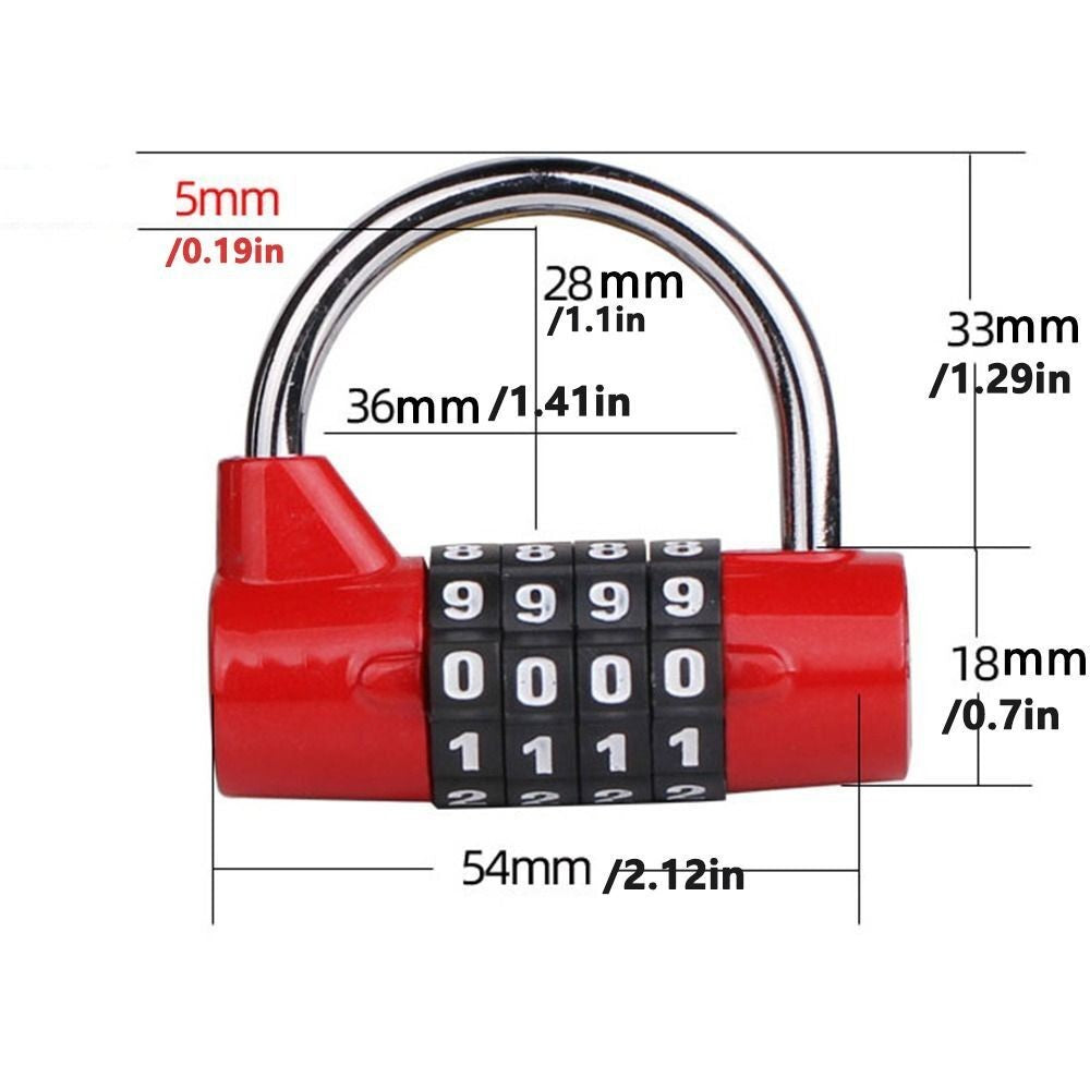 Zinc Alloy Combination Lock 4 Dial Digit Number Code Lock Password Lock Travel
