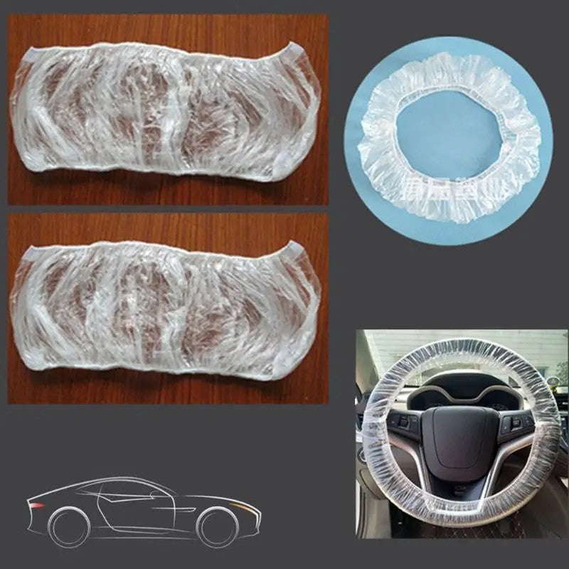 100 Pcs Universally Vehicle Car Disposable Plastic Steering Wheel Protector Cove