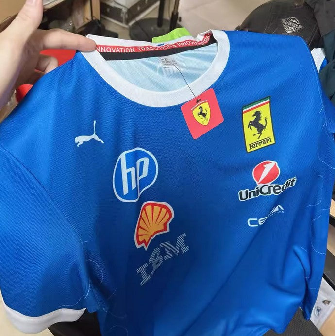 2025 Hot Scuderia Ferrari Special Edition Shirt Monza GP Tee - Blue