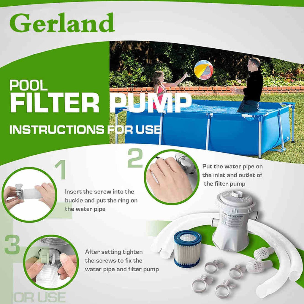 Swimming Pool Electric Filter Pump Paddling Pool Water Flowclear 300gal/H UK