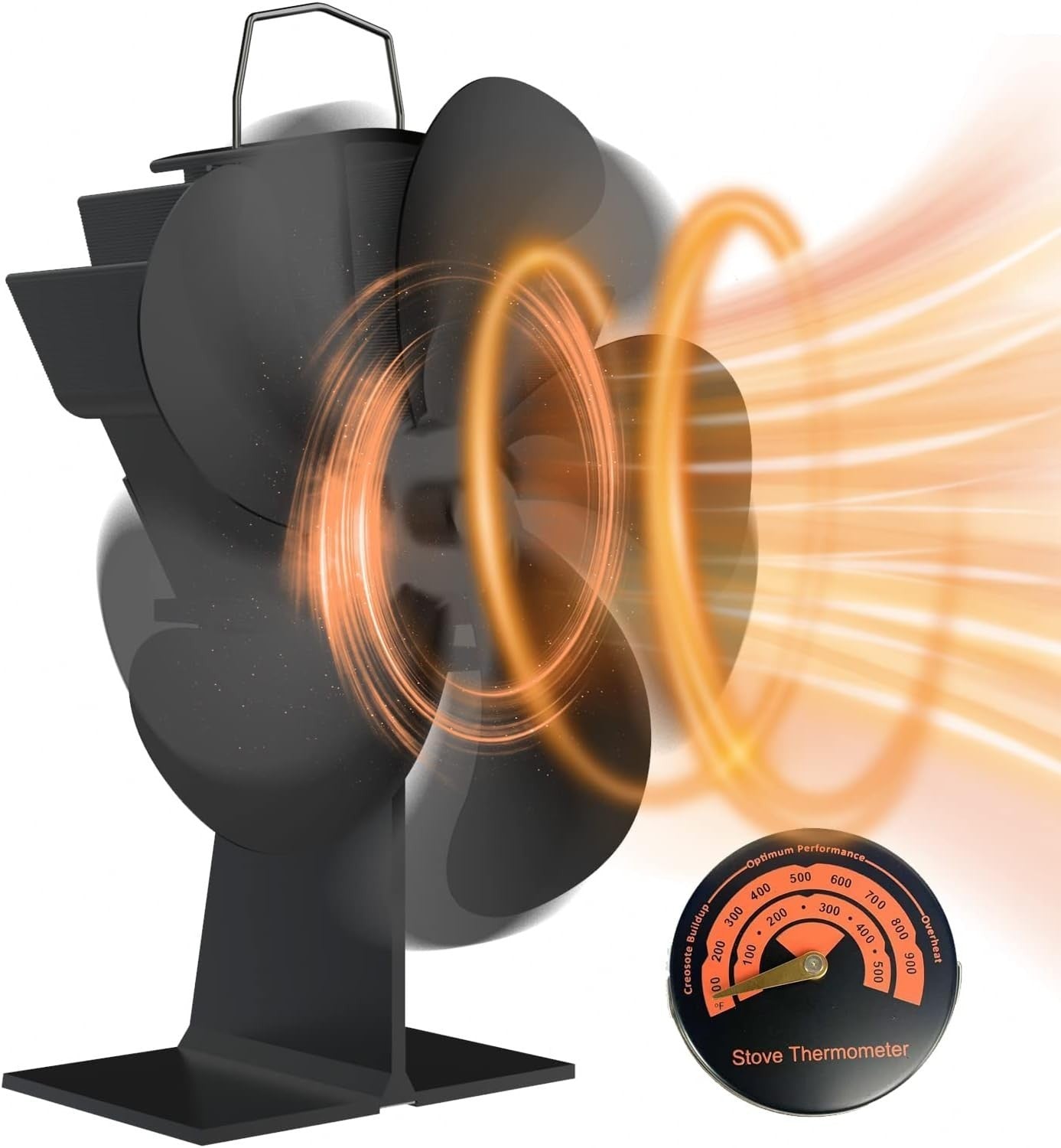 5 Blade Heat Powered Stove Top Fan Eco-friendly for Wood Burner Log Burning Fire