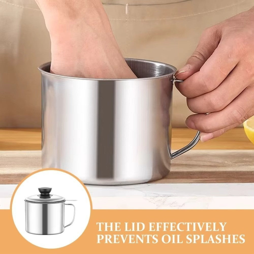 Large Capacity Oil Filter Pot 1.3L/1.8L Oil Pot Cooking Oil Strainer  Kitchen
