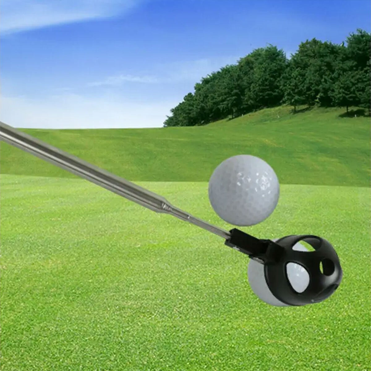 2m Telescopic Pocket Golf Ball Pick-Up Compact Retriever Automatic Lock Scoop