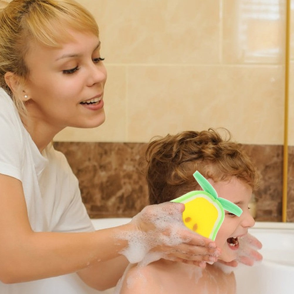 4 Pcs Kids Shower Sponge Fruit Design Bath Balls for Gentle Cleaning