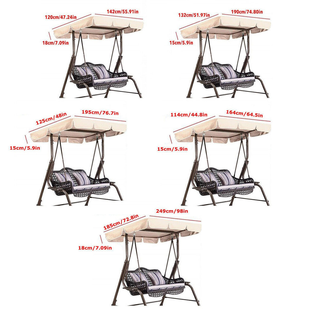 Replacement Canopy For Swing Seat 2/3 Seater Size Garden Park Hammock Top Cover