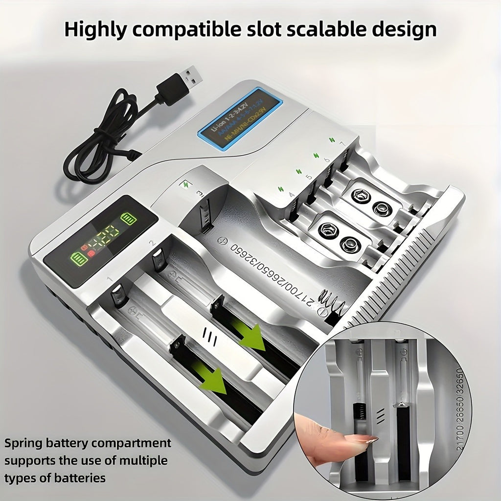 Universal Multi Solt For 3A Rechargeable Batteries USB Plug Fast Battery Charger