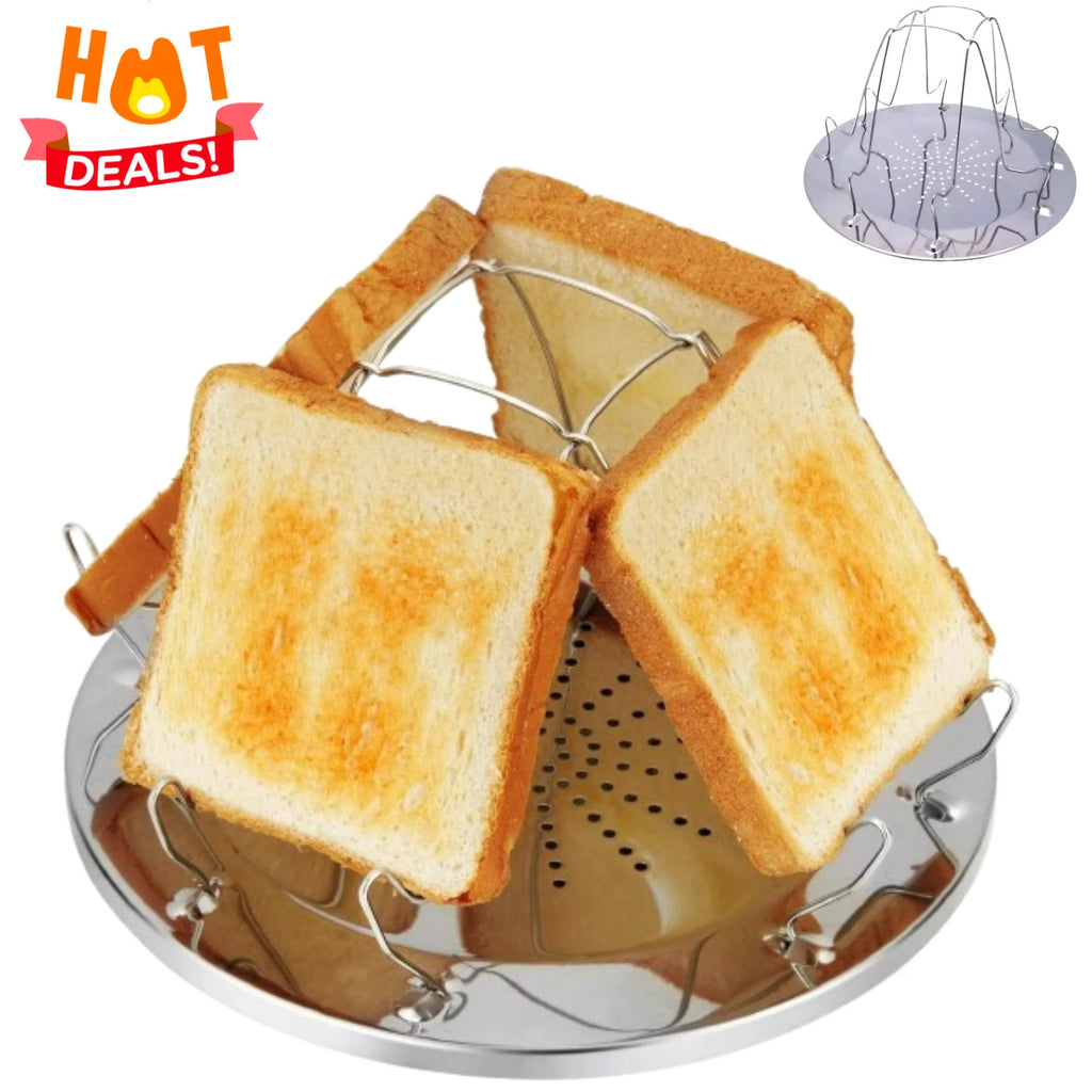 Camping Toaster 4 Slice Folding Gas Toaster, Camping Mini Toaster for Gas Stoves