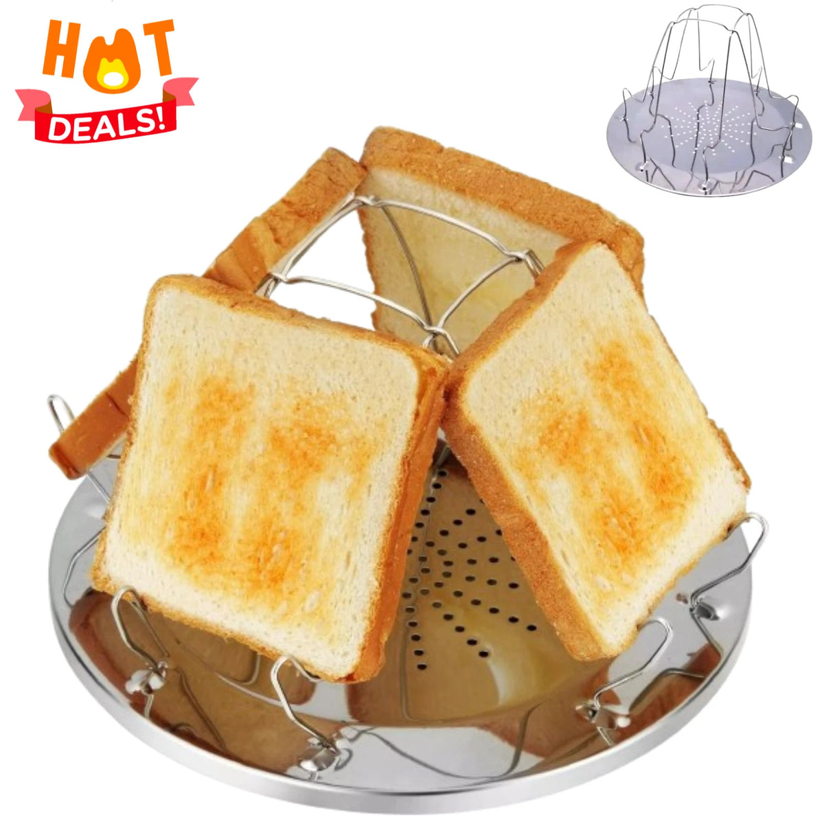 Camping Toaster 4 Slice Folding Gas Toaster, Camping Mini Toaster for Gas Stoves
