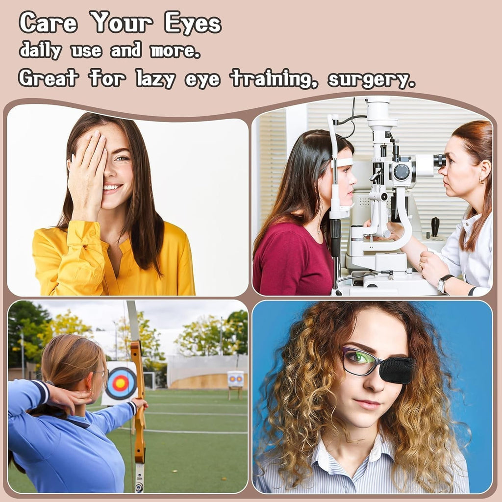 6x Soft Reusable Eye Patches for Glasses | Left & Right Eye Cover | Black Non-Wo