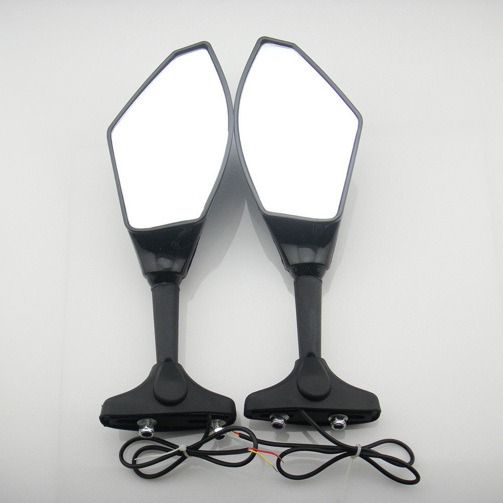 Motorcycle Racing Rearview Mirrors Integrated Indicator LED Turn Signal Black.*